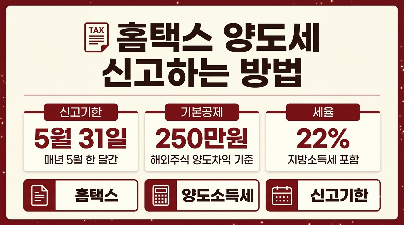홈택스 양도세 신고 방법과 기본공제 250만원 안내