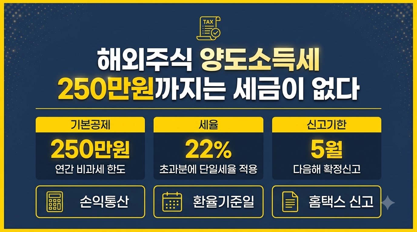 해외주식 양도소득세 250만원 비과세 기준 인포그래픽