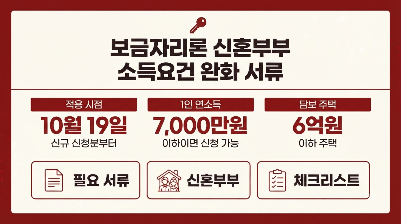 보금자리론 신혼부부 소득요건 완화 서류 체크리스트 카드뉴스
