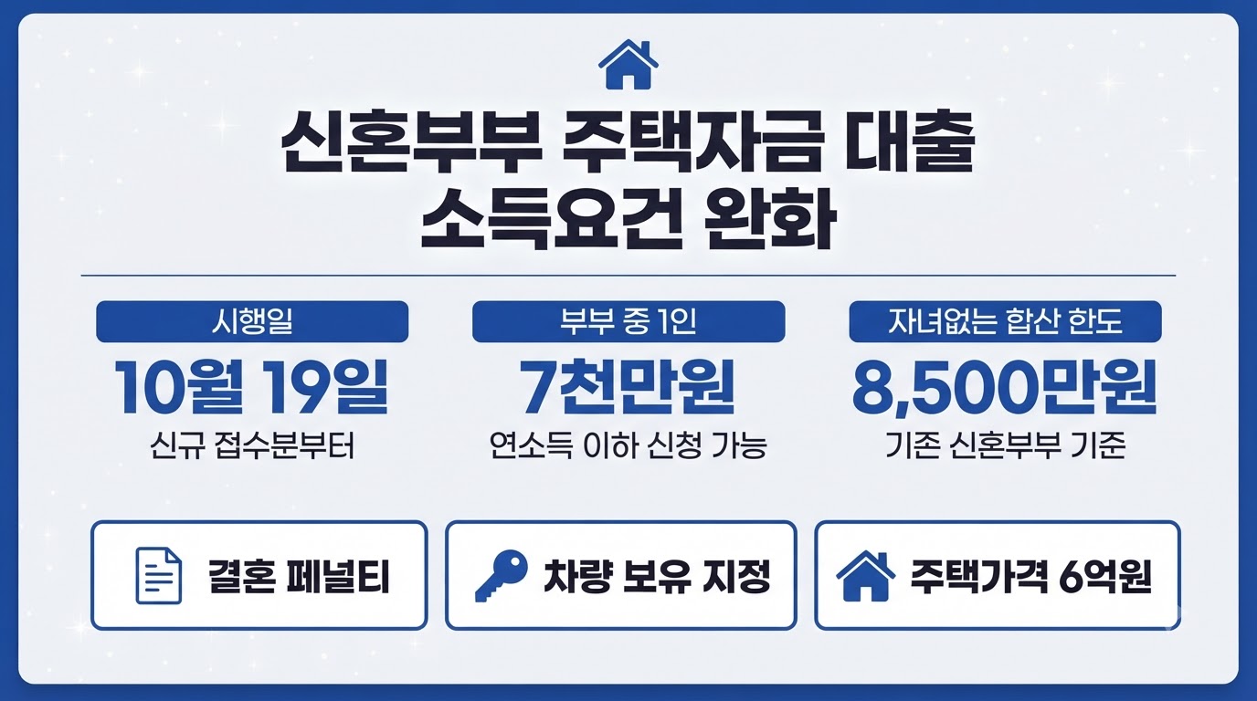신혼부부 보금자리론 소득요건 완화 10월 19일 시행 카드뉴스