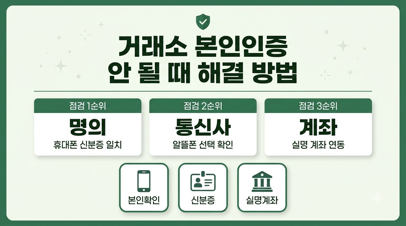 거래소 본인인증 안 될 때 원인별 해결 방법 4가지 카드뉴스