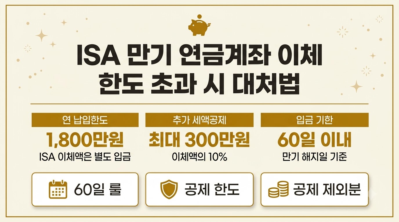 ISA 만기 연금계좌 이체 한도와 세액공제 300만원 카드뉴스