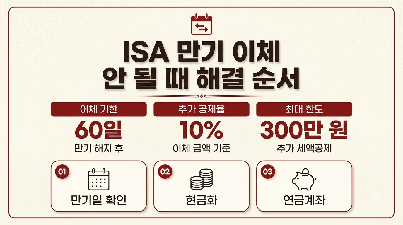 ISA 만기 이체 60일 기한과 추가 세액공제 300만 원 정리 카드뉴스