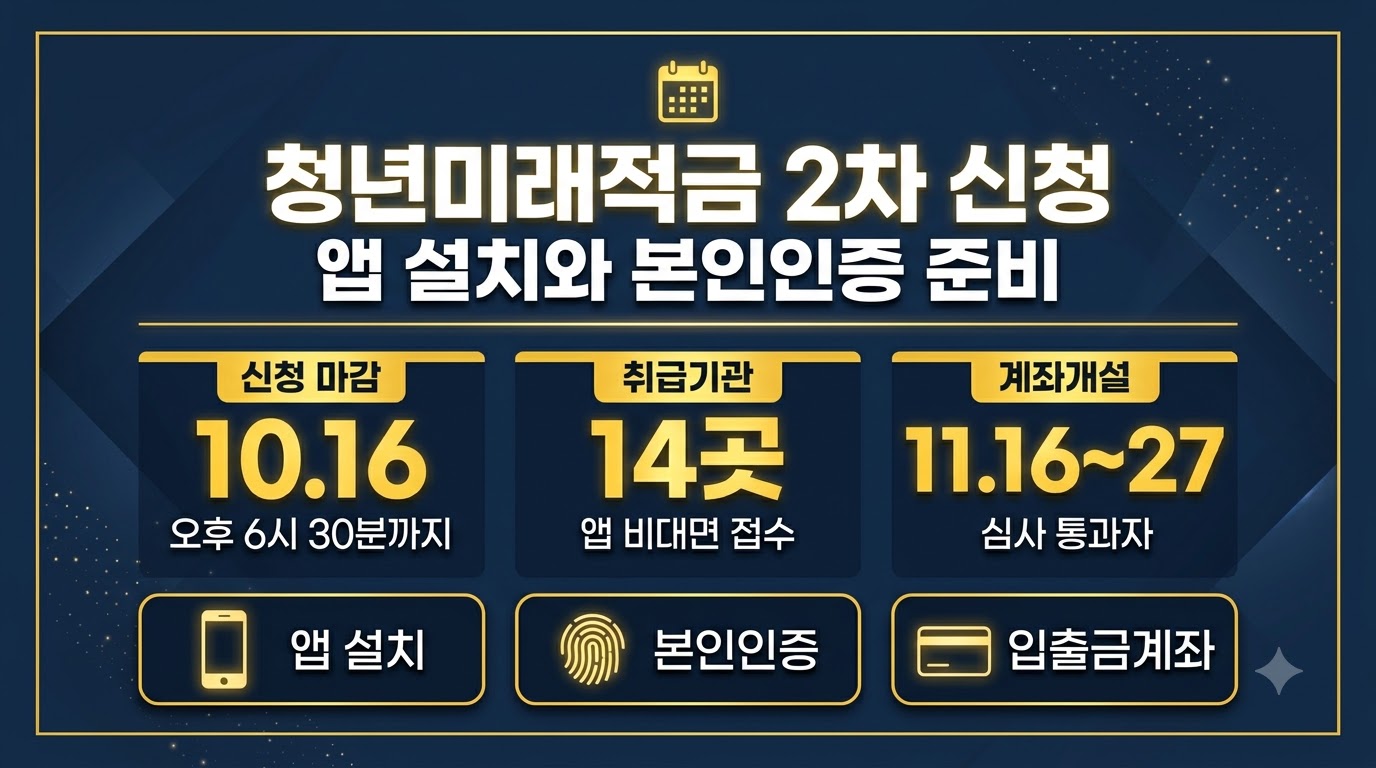 청년미래적금 2차 신청 전 앱 설치와 본인인증 준비 안내 카드뉴스