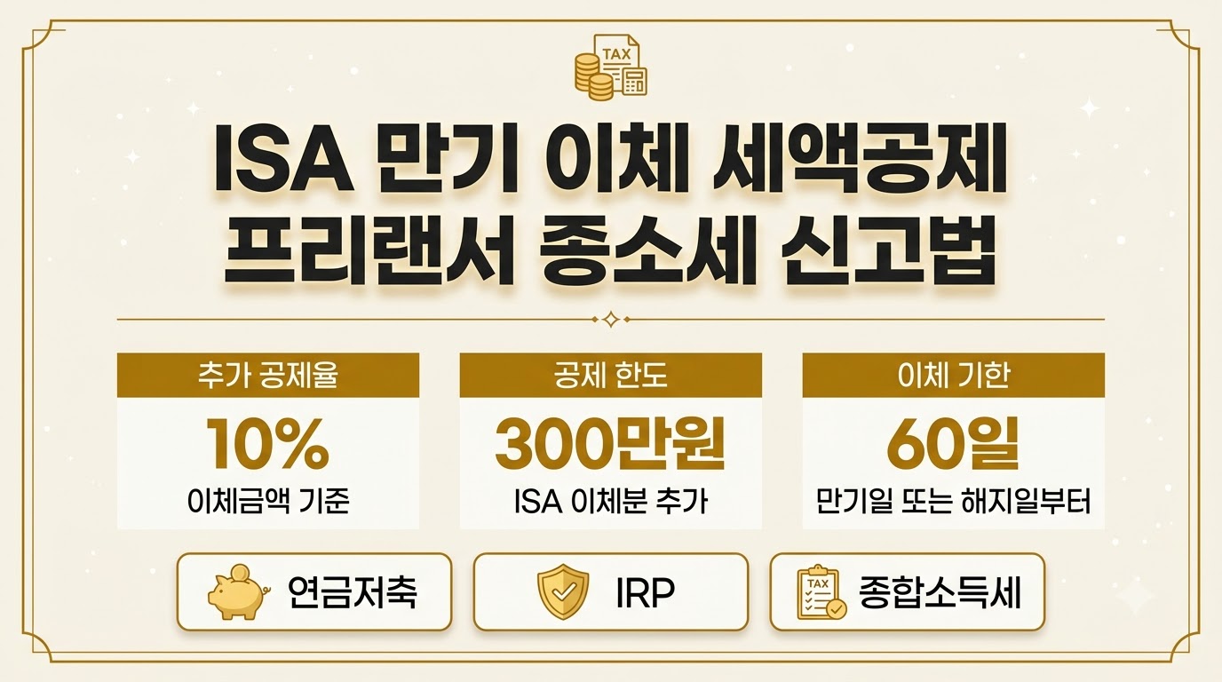 ISA 만기 이체 세액공제 이체금액 10% 최대 300만원 60일 기한 안내 카드뉴스