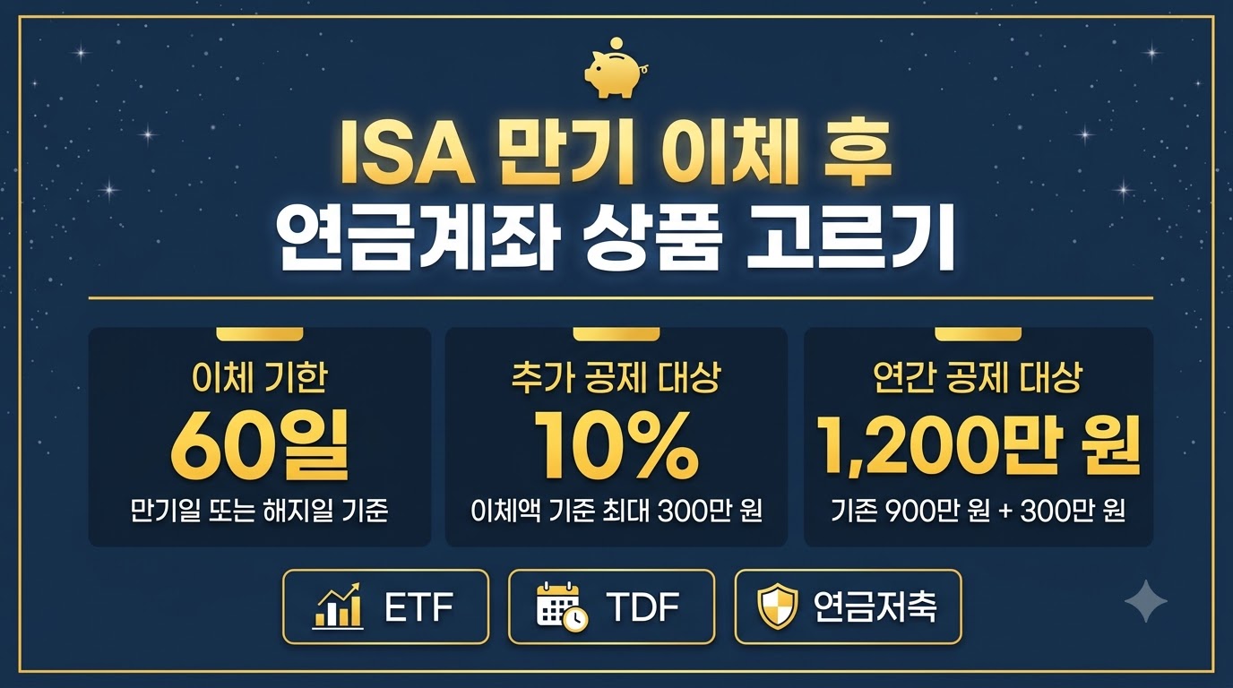 ISA 만기 이체 후 연금계좌 투자 상품 선택 기준 카드뉴스