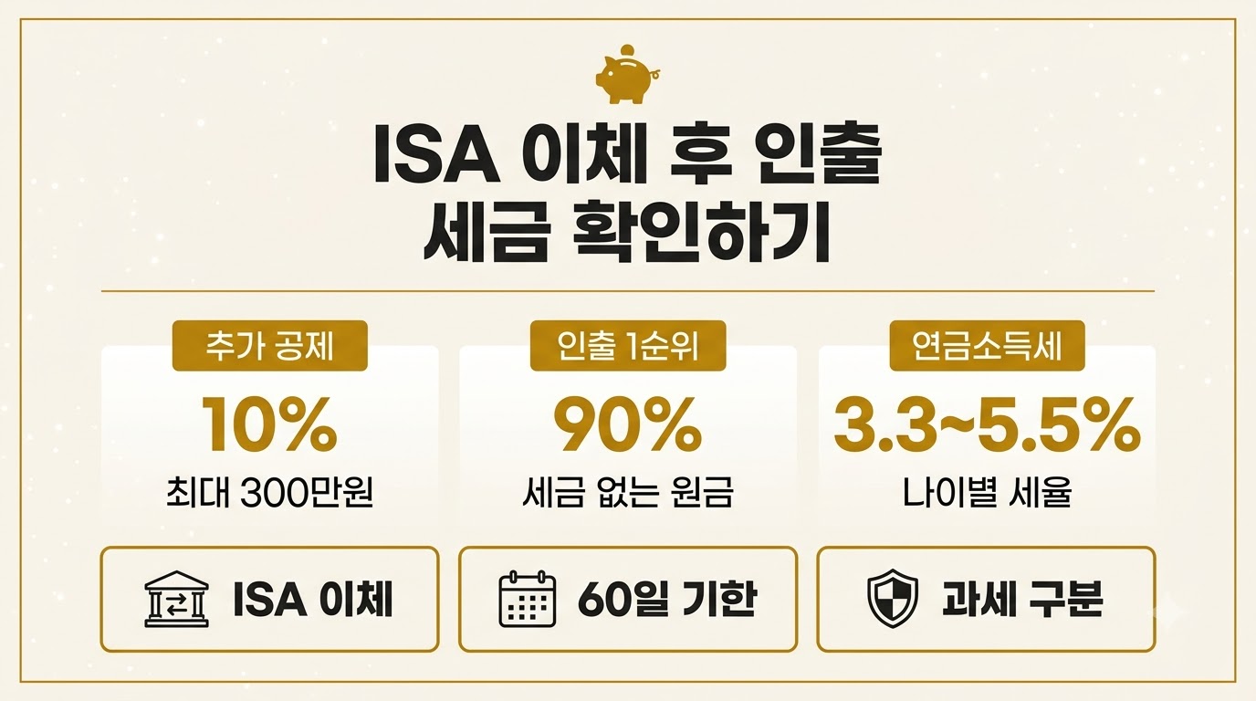 ISA 연금계좌 인출 세금 구조를 정리한 카드뉴스 인포그래픽