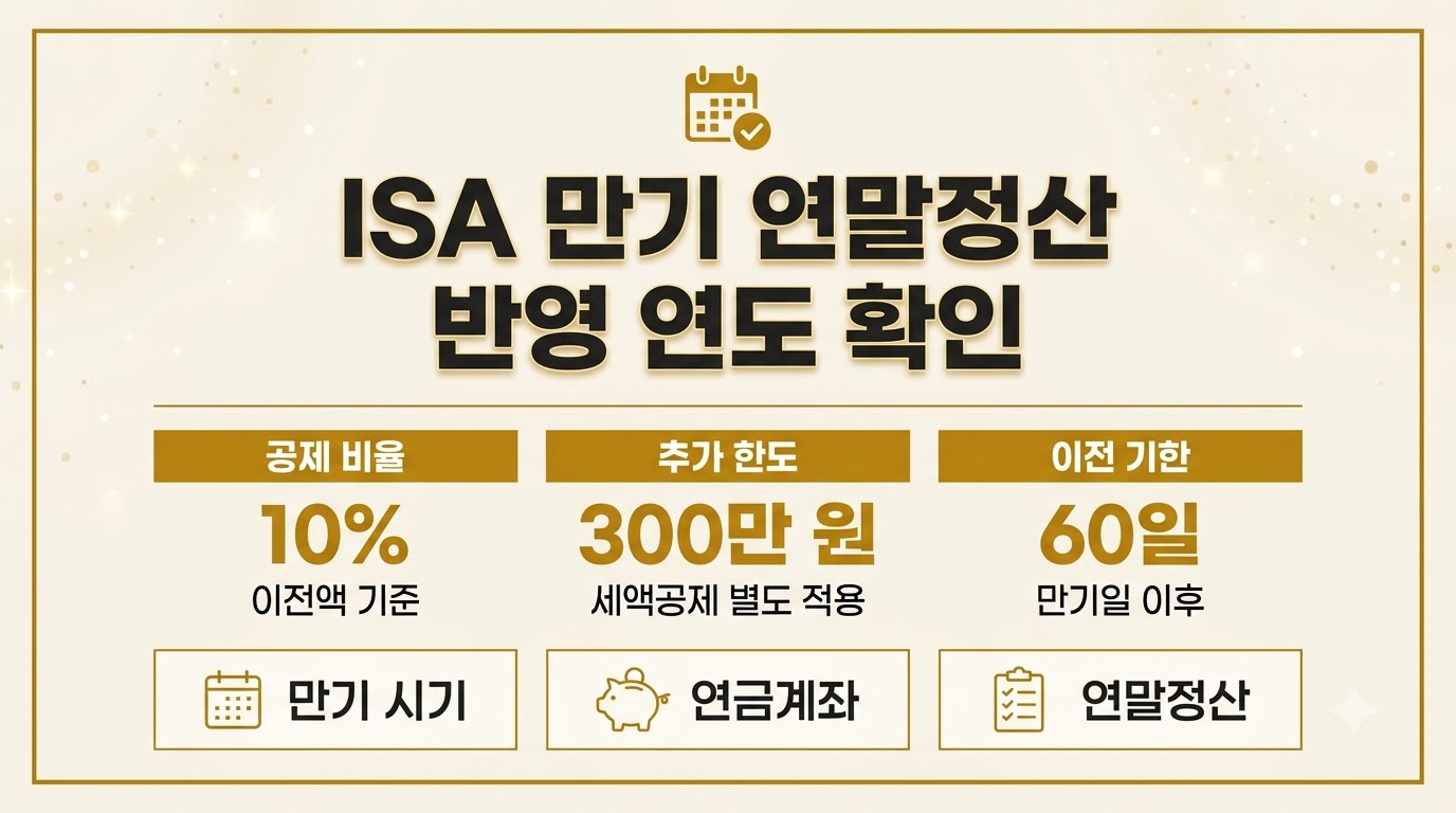 ISA 만기 연말정산 반영 연도를 정리한 카드뉴스 이미지