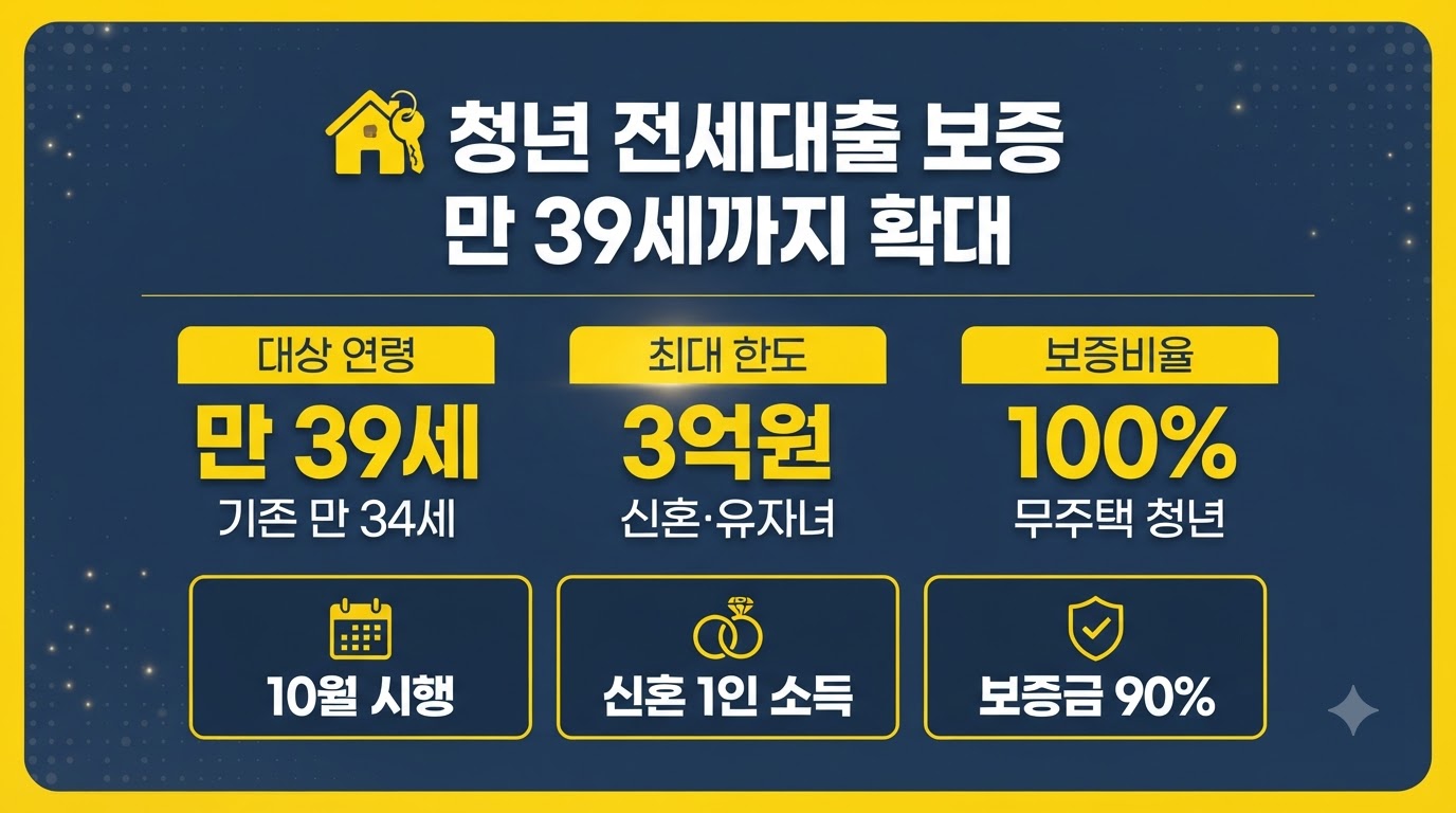 청년 전세대출 보증 만 39세 확대 10월 시행 핵심 조건 인포그래픽