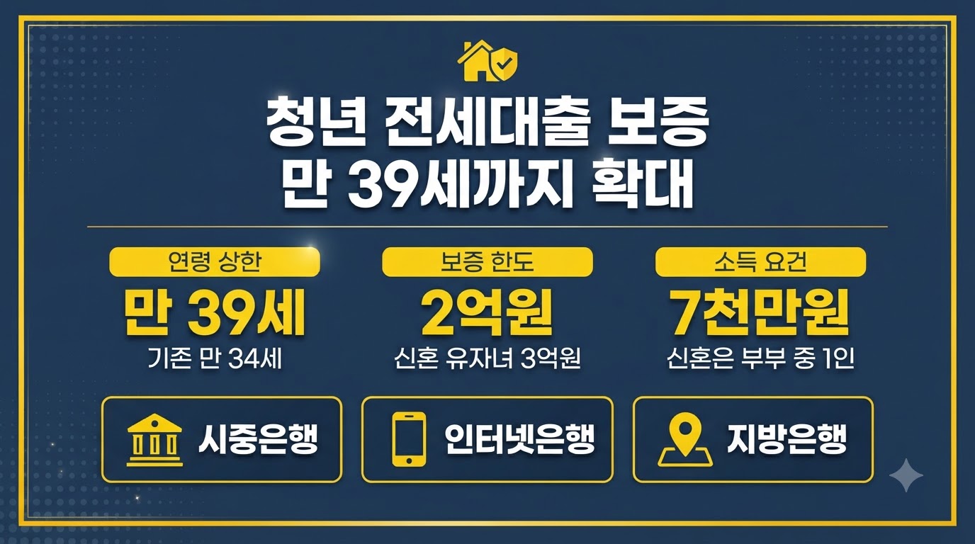 청년 전세대출 보증 만 39세 확대 은행별 신청 창구 비교 인포그래픽