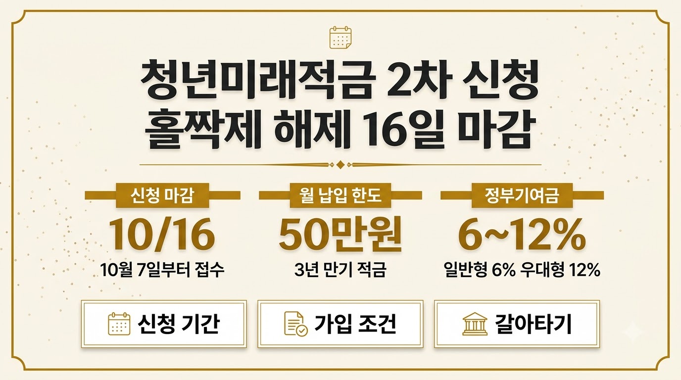 청년미래적금 2차 신청 일정 홀짝제 해제 16일 마감 카드뉴스